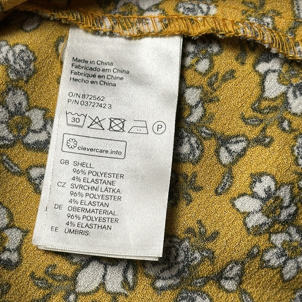 Super Cute Divided by H&M Mustard Floral Sleeveless Dress US Size 10, Side Ties - Picture 8 of 8
